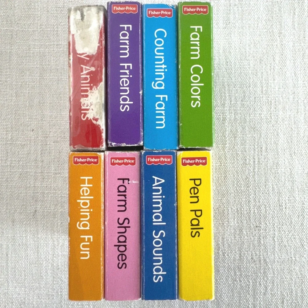 Fisher-Price Little People Board Books Set of 8 Farm Animals Colors Counting